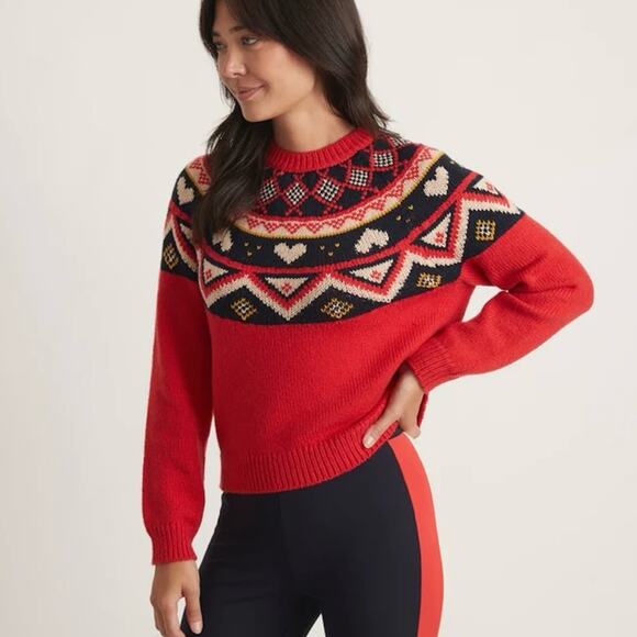 Marine Layer Archive Alpine Knit Sweater in Red Fair Isle Women’s XS $158 - Picture 1 of 9
